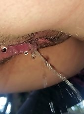 Sadie West goes barefoot and has her toes painted with something.